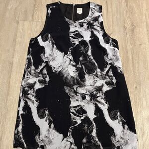 Twik Black and White Marble Print Sleeveless Dress